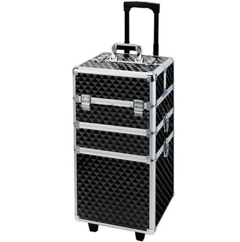 CA19B Kufer na kółkach 3w1 61x36x25 black-silver