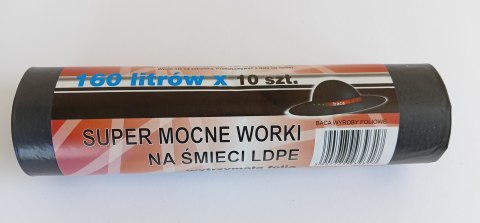 WORKI NA ŚMIECI 160L 90*110 CZARNE 10 SZTUK