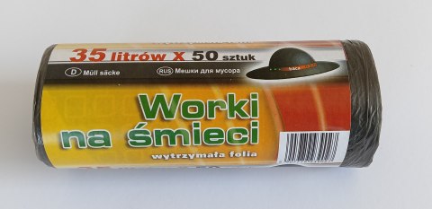 WORKI NA ŚMIECI 35L 50*60HD CZARNE 50 SZTUK