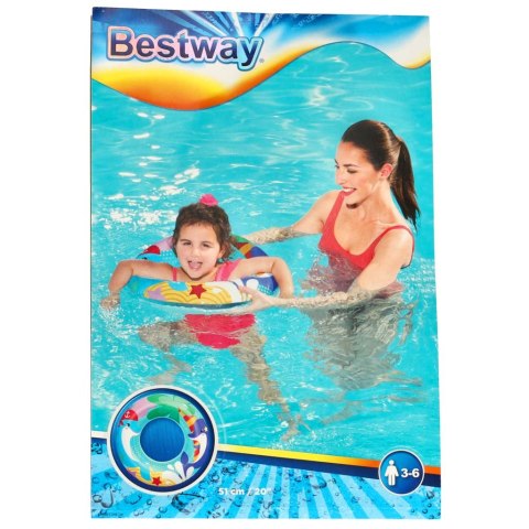 BESTWAY 36113 Kółko do pływania koło dmuchane plażowe 51cm delfiny max 60kg 3-6 lat