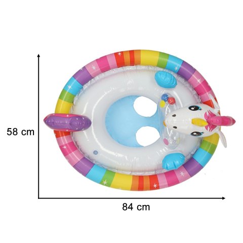 Kółko do pływania dla niemowląt koło pontonik dla dzieci dmuchany z siedziskiem jednorożec max 23kg 3-4lata INTEX 59570