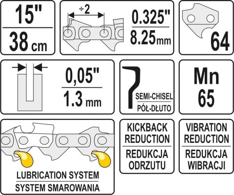 ŁAŃCUCH TNĄCY DO PILARKI 15'' .325 1.3MM 64Z