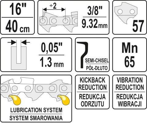 ŁAŃCUCH TNĄCY DO PILARKI 16'' 3/8' 1.3MM 57Z