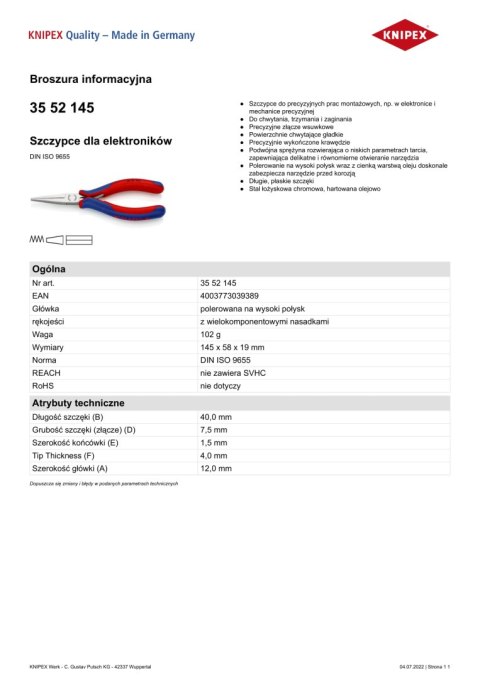 SZCZYPCE DLA ELEKTRONIKÓW 145MM