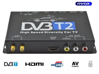 Tuner samochodowy telewizji cyfrowej dvb-t/t2 mpeg 2/4 slim hdmi usb av 12v 24v