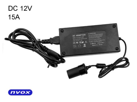 Zasilacz stabilizowany z gniazdem zapalniczki 12V o mocy 180W... (NVOX 15A12V)