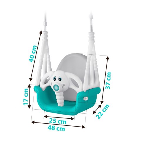 Huśtawka kubełkowa Słonik 3w1 Ricokids turkusowa