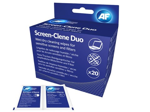 Chusteczki czyszczące AF SCREEN CLENE DUO DRY & WET 20pairs