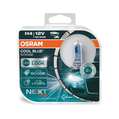 Żarówki halogenowe osram h4 12v 60/55w p43t cool blue next gen 5000k / 2 szt.