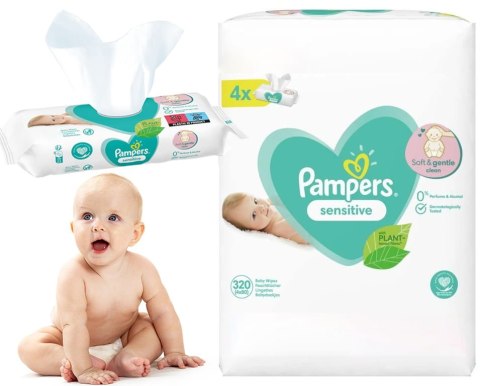 PAMPERS Chusteczki Nawilżane Sensitive 4 x 80 szt.