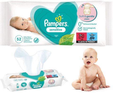 PAMPERS Chusteczki Nawilżane Sensitive 52 szt. - 1 op.