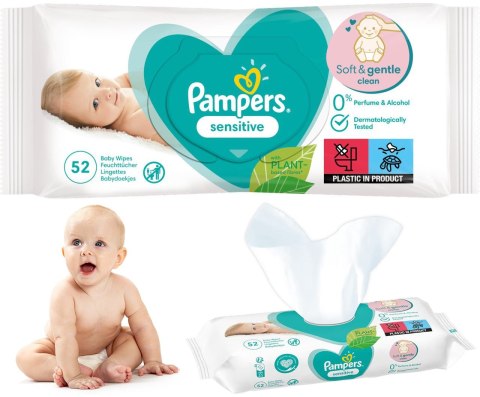 PAMPERS Chusteczki Nawilżane Sensitive 52 szt. - 1 op.