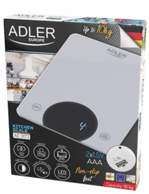 Waga Kuchenna - do 10kg - LED ADLER AD 3173 silver