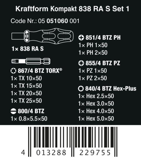 ZESTAW KRAFTFORM KOMPAKT 838 RA S SET 1, 14 CZ.