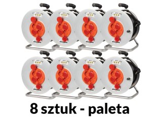 98-097# Przedłużacz sieciowy pr-61 4-gniazda z uziemieniem 50m bęben metalowy 3x2,5mm 8-pak