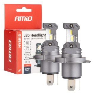 Żarówki samochodowe led seria hybrid h4 h19 6000k canbus 60w amio-04114