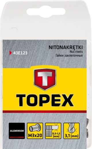 Nitonakrętki aluminiowe M3, 20 szt.