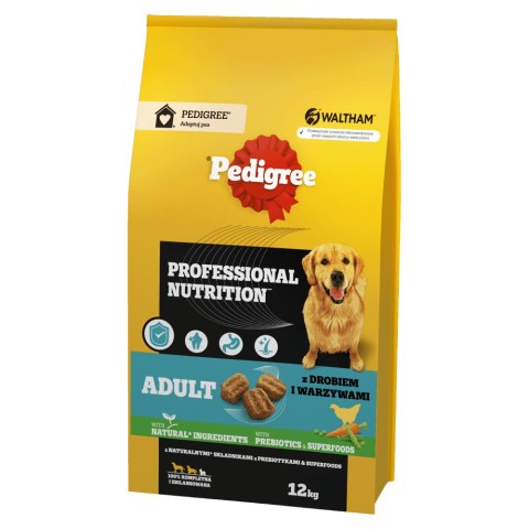 PEDIGREE Adult Professional Nutrition 12 kg z drobiem i warzywami - sucha karma dla dorosłych psów dużych i średnich ras