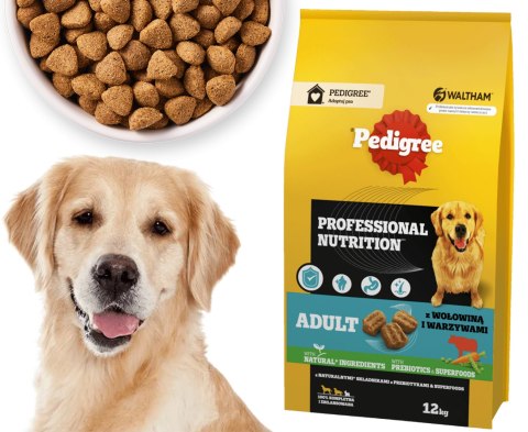 PEDIGREE Adult Professional Nutrition 12 kg z wołowiną i warzywami - sucha karma dla dorosłych psów dużych i średnich ras