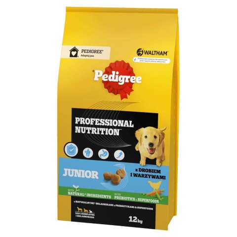 PEDIGREE Junior Professional Nutrition 12 kg z drobiem i warzywami - sucha karma dla szczeniąt psów dużych i średnich ras