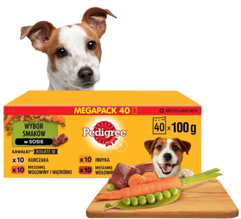 PEDIGREE Mixed Selection with Vegetables Sos Ind/Jag/Woł/Kur 40x100g