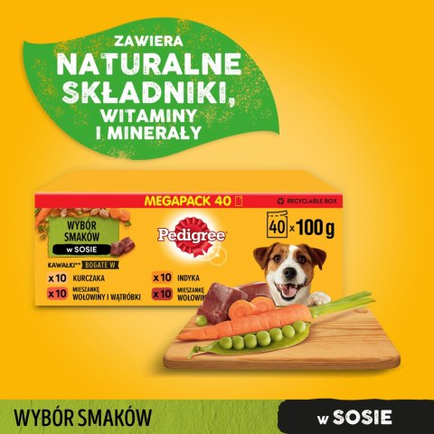 PEDIGREE Mixed Selection with Vegetables Sos Ind/Jag/Woł/Kur 40x100g