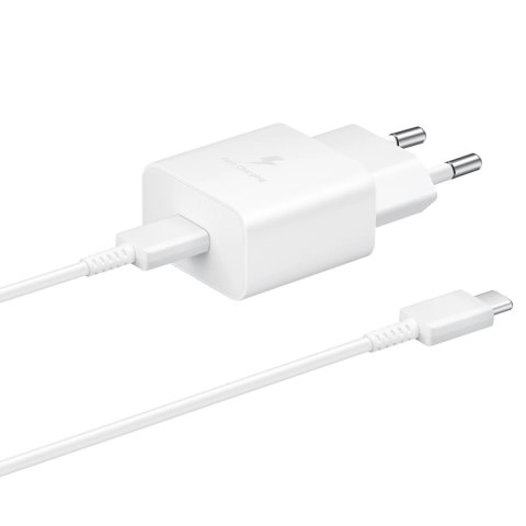 Ładowarka sieciowa USB-C 15W PD AFC + kabel USB-C biały