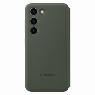 Etui pokrowiec z klapką okienkiem portfel na kartę Samsung Galaxy S23 khaki