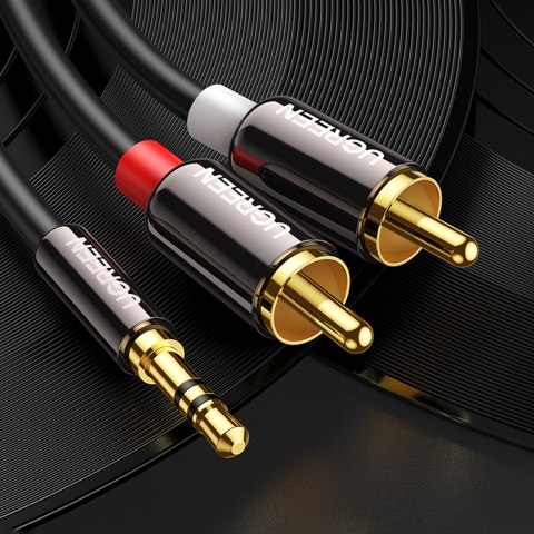 Kabel przewód audio 3.5 mm mini jack - 2x RCA 5m czarny