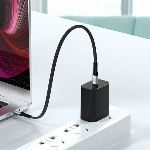 Kabel przewód płaski króki USB-C - USB-C L10C PD 100W 23cm czarny