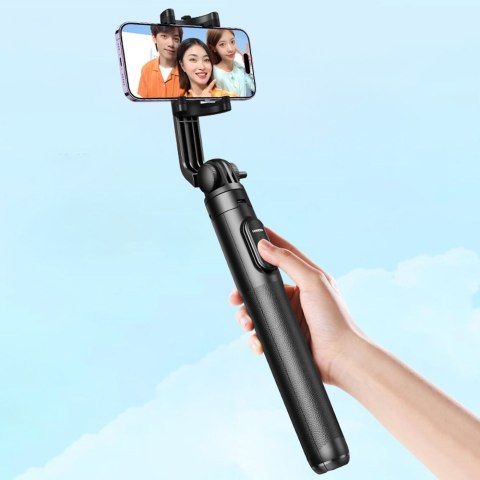 Selfie stick kijek teleskopowy do telefonu ze stojakiem i pilotem Bluetooth 1.5m czarny