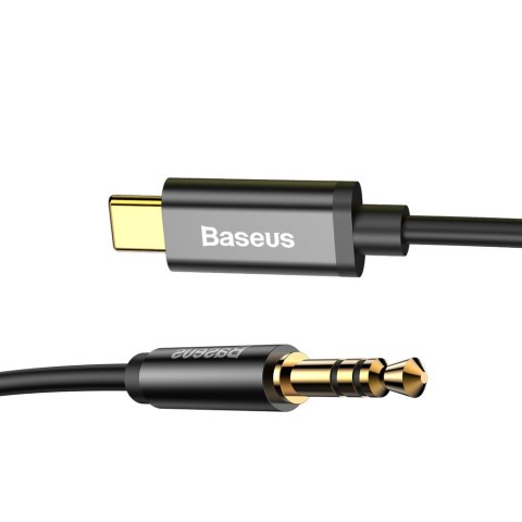 Kabel audio stereo przejścióka AUX 3.5mm Mini Jack - USB-C 120cm - czarny