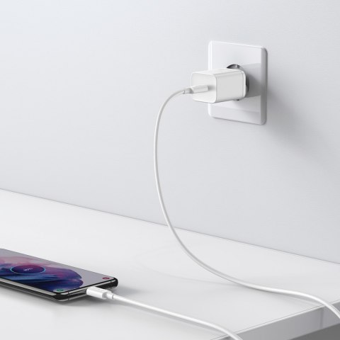 Szybka ładowarka sieciowa Si 25W 3A z kablem USB-C 1m biały