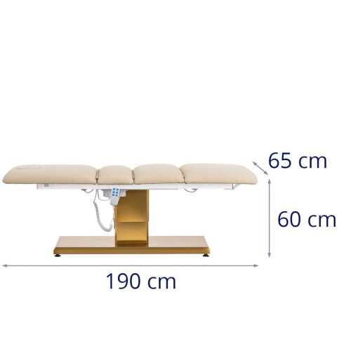 Fotel kosmetyczny do masażu tatuażu SPA 150 kg VITERBO - beżowo złoty