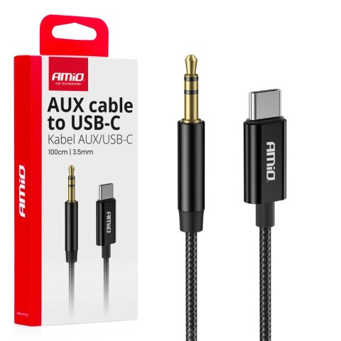 Kabel audio usb-c na aux mini jack 3.5mm 1m amio-04294