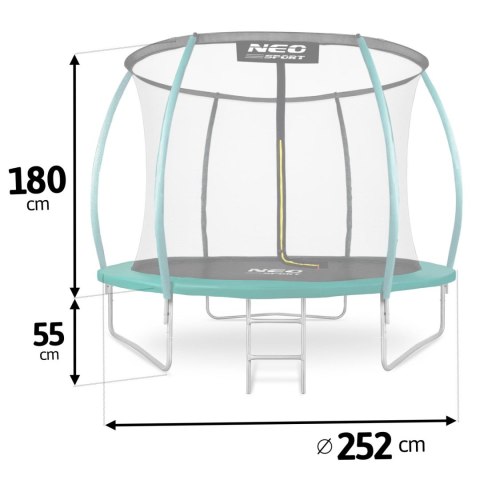 Trampolina ogrodowa profilowana 8ft/252cm z siatką wewnętrzną Neo-Sport