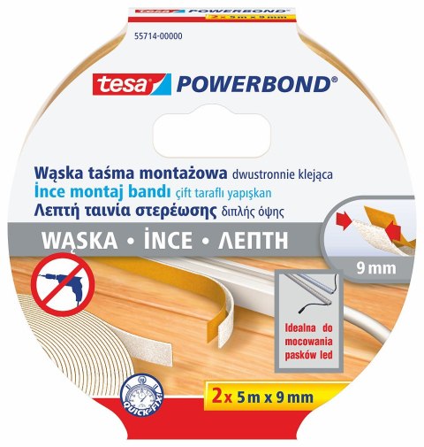 Taśma montażowa powerbond do listw led 2x 5m:9mm