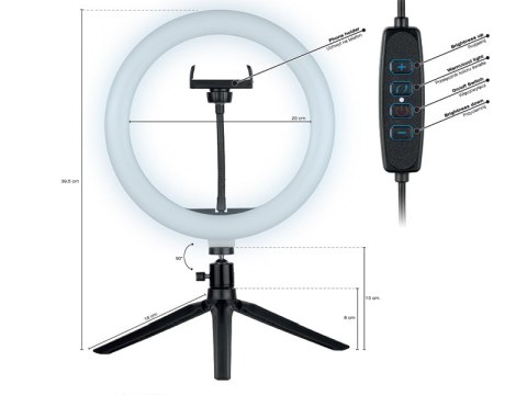 Lampa pierścieniowa TRACER RING 26cm z mini statywem