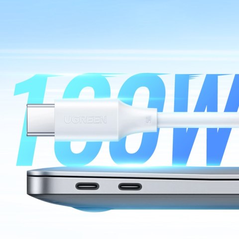 Kabel przewód USB-C PD QC 100W 5A 480Mb/s 1m biały