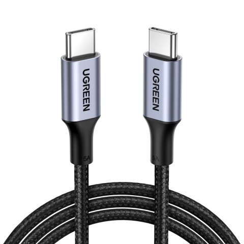 Kabel przewód USB-C w oplocie 5A 480Mb/s 0.5m czarno szary