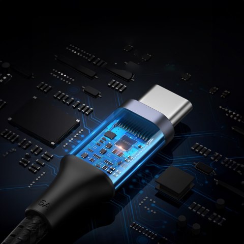 Kabel przewód USB-C w oplocie 5A 480Mb/s 0.5m czarno szary