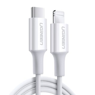 Kabel przewód do iPhone MFi USB-C - Lightning 20W 3A 1m biały