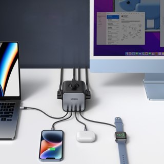 Ładowarka listwa zasilająca AC 240V GaN 2x USB-C 2x USB-A 3x AC 240V - czarna