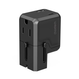 Uniwersalna ładowarka podróżna USB-C USB-A PD 20W wtyczki USA EU UK AU czarna