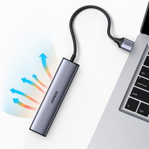 Wielofunkcyjny HUB adapter rozdzielacz USB 3.0 - 3x USB Ethernet RJ-45 USB-C PD szary