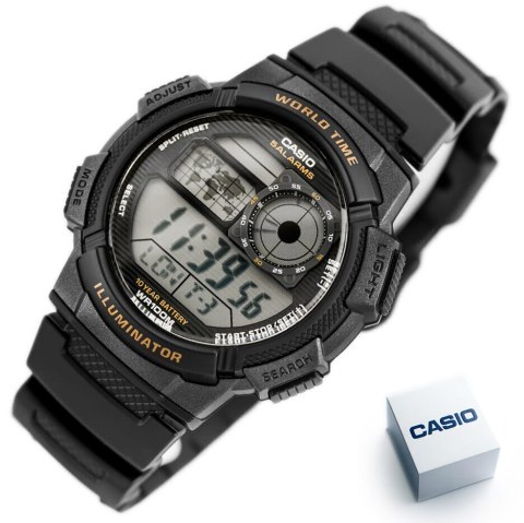 ZEGAREK MĘSKI CASIO AE-1000W-1AV - WORLD TIME + BOX