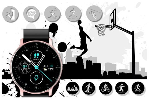 SMARTWATCH UNISEX GRAVITY GT1-2 PULSOMETR, WŁASNE TARCZE (sg015b)