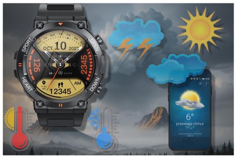 SMARTWATCH MĘSKI Rubicon RNCE95 - WYKONYWANIE POŁĄCZEŃ, PULSOKSYMETR (sr040a)