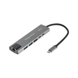 Adapter (HUB) USB typu C na HDMI/2x USB3.0/2x USB typu C/RJ45