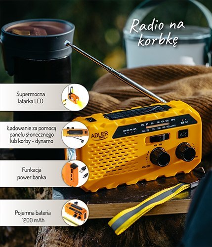 AD 1197 Radio solarne z korbką ręczną